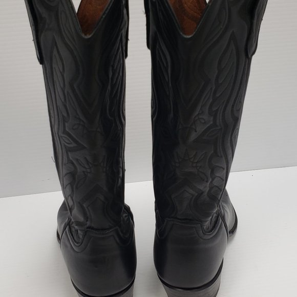 Larry Mahan Shoes Larry Mahan Western Cowboy Black Leather Pull On
